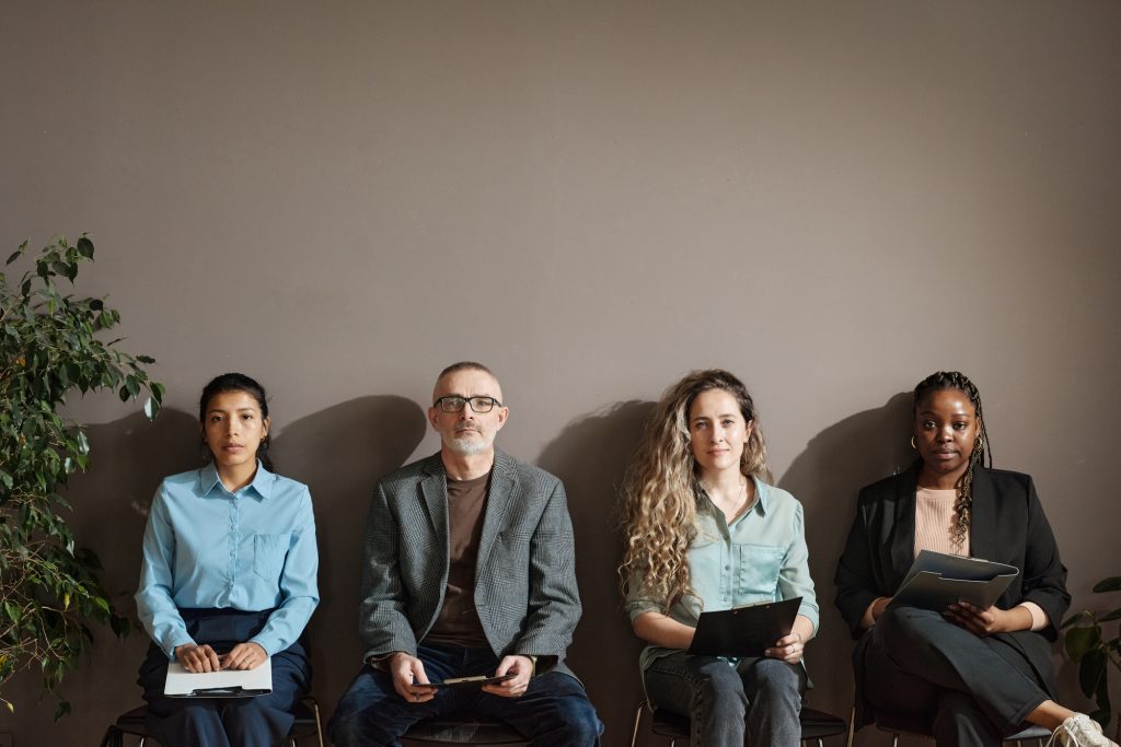 Group of candidates getting a job